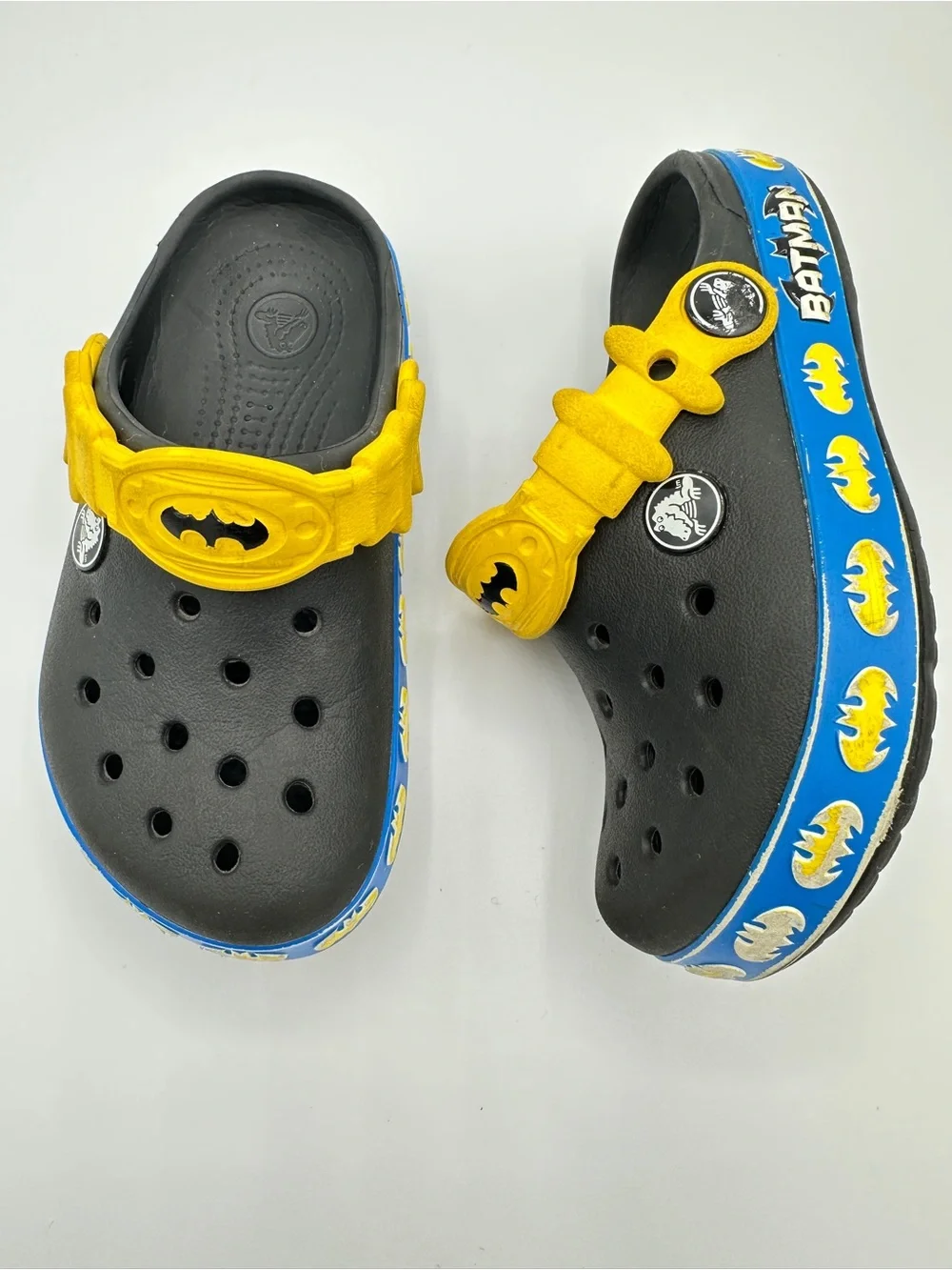 CROCS Kids Batman Clog Sandals - Black & Yellow with Blue Trim
